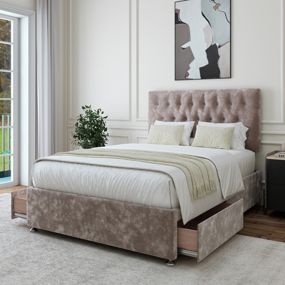Bedmaster Super King Silver Chenille 2 Drawer Divan Base with Lona Headboard Image 2