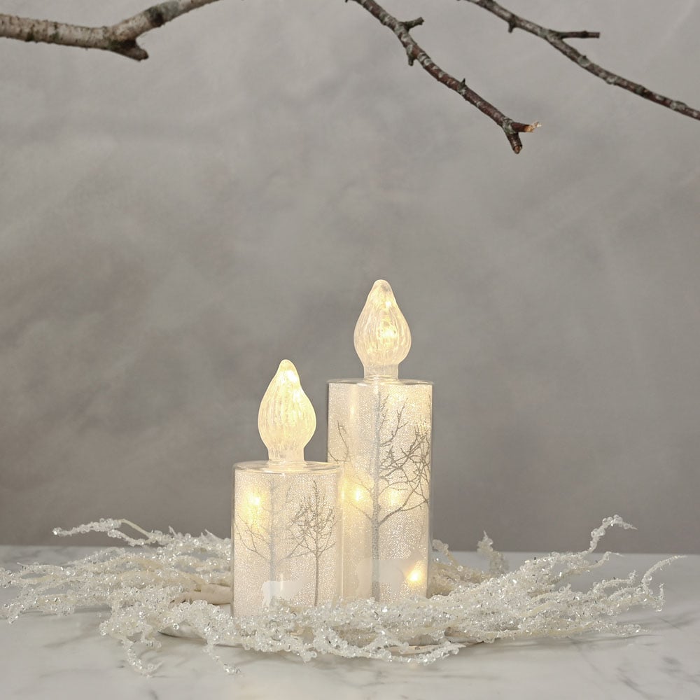The Christmas Gift Co White LED Forest Scene Glass Candle Small Image 4