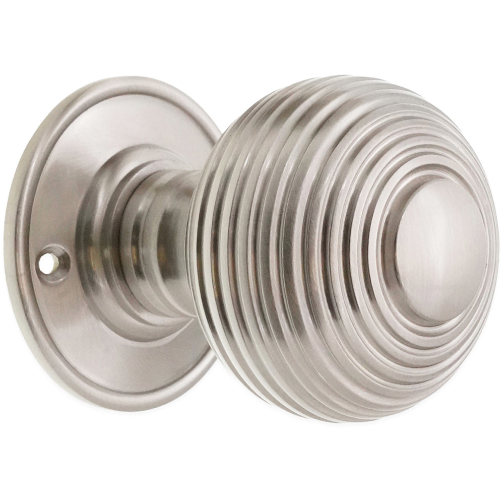 Spira Brass Satin Nickel Beehive Large 60mm Mortice Door Knob 2 Pack Image 3