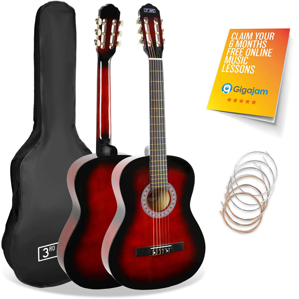 3rd Avenue Redburst Full Size Classical Guitar Set Image 1