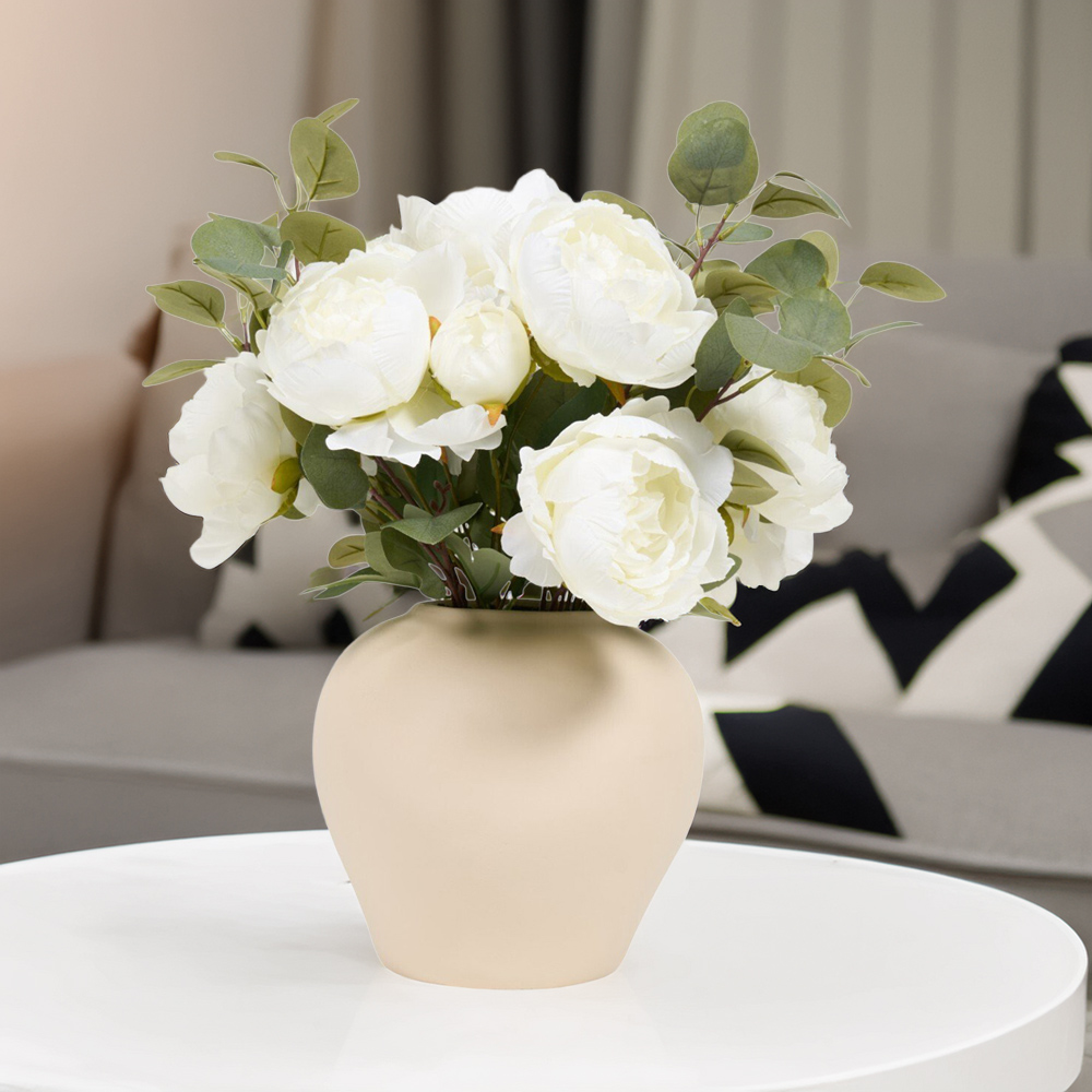 Peony and Eucalyptus Large Vase Arrangement Cream Image 2