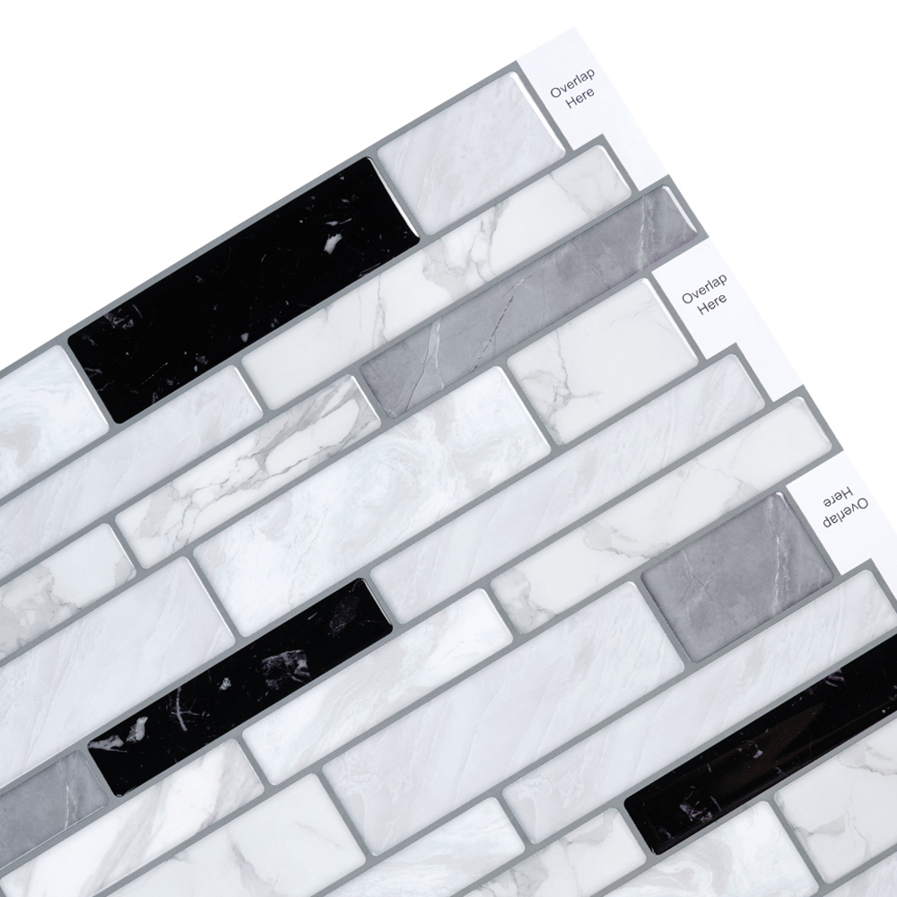 Living and Home Brick Effect White and Black Self Adhesive Wall Sticker 10 Pack Image 5