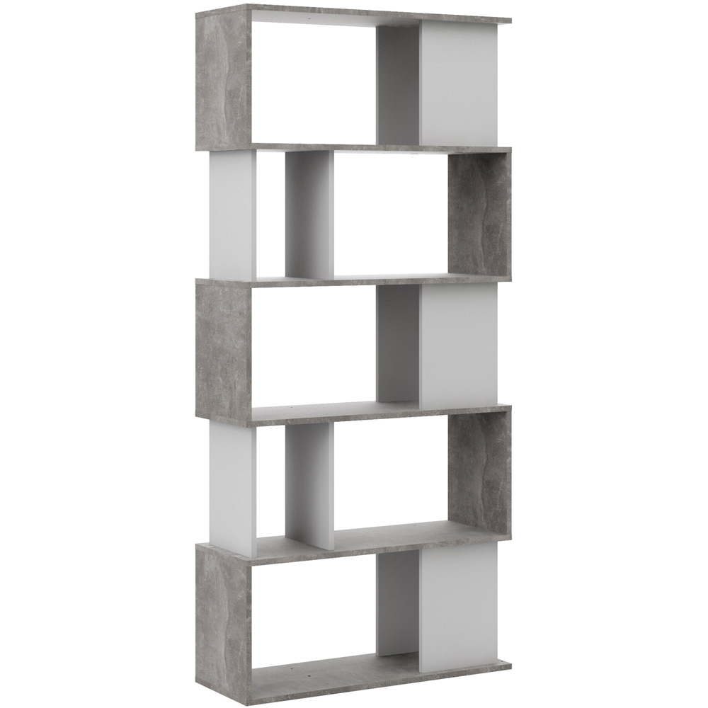 Furniture To Go Maze 5 Shelf Concrete and White Open Bookcase Image 2