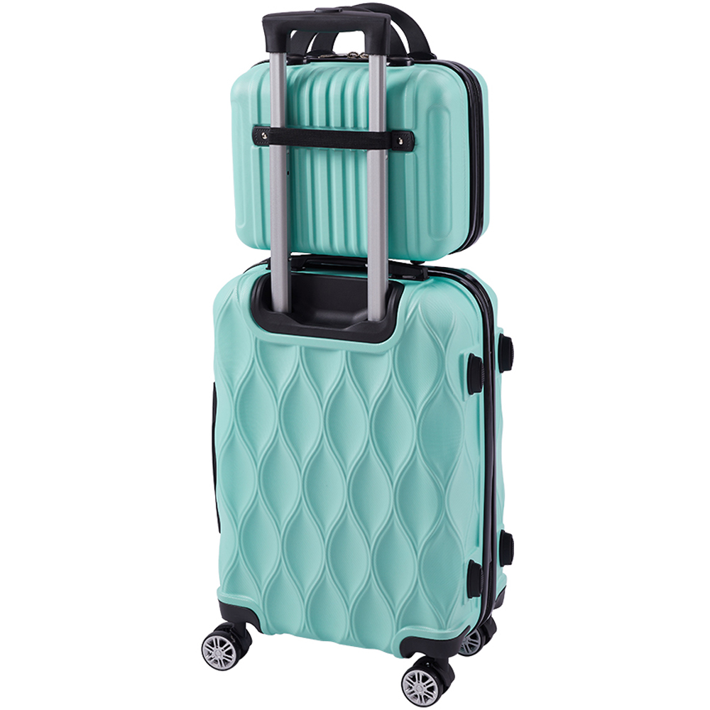 H&O Direct 2 Piece Turquoise ABS Hard Shell Suitcase Set with Spinner Wheels Image 3