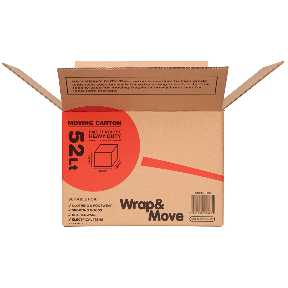 Wrap & Move Heavy Duty Large Moving Box 52L 5 Pack Image 3