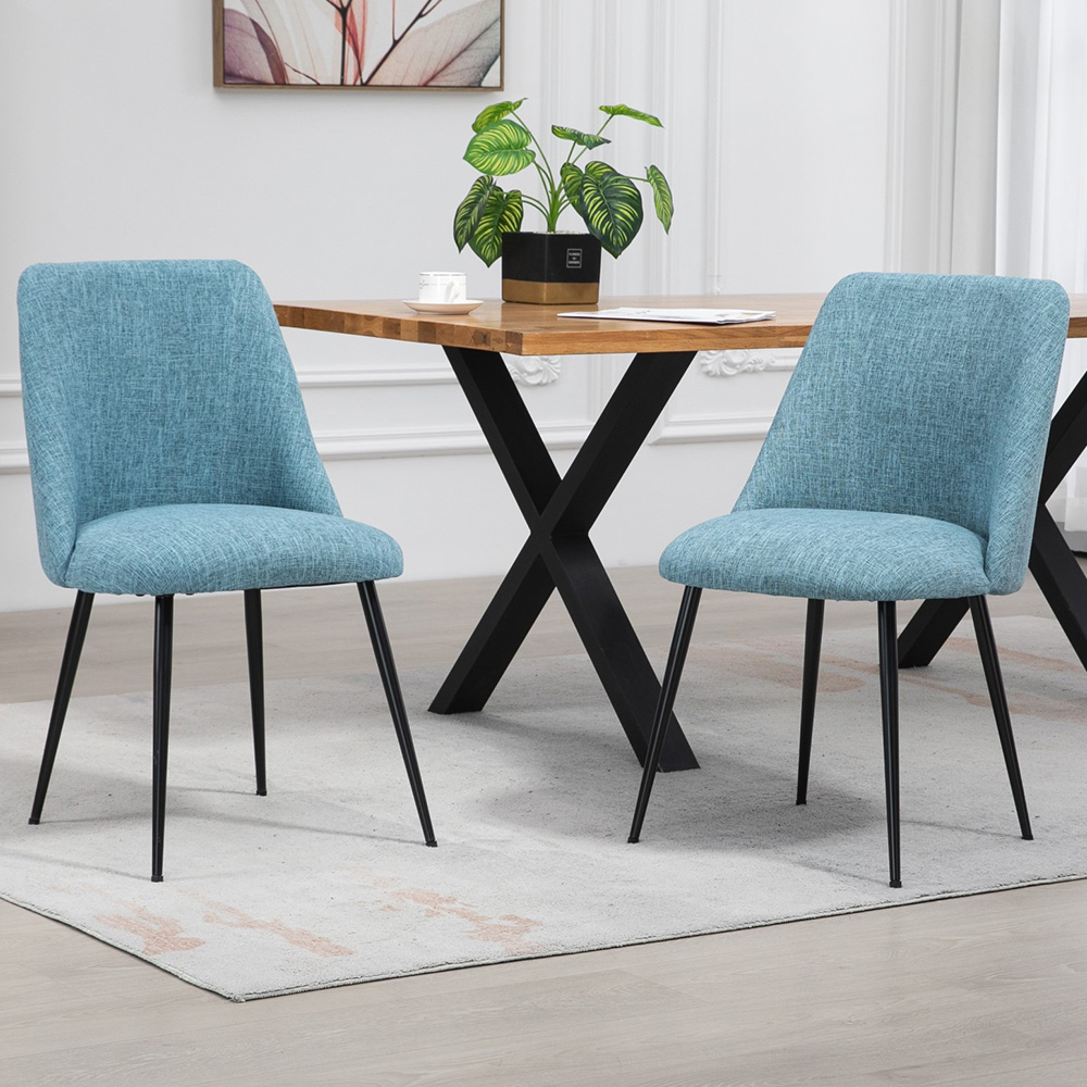 Artemis Home Morandi Set of 2 Teal Fabric Dining Chairs Image 1