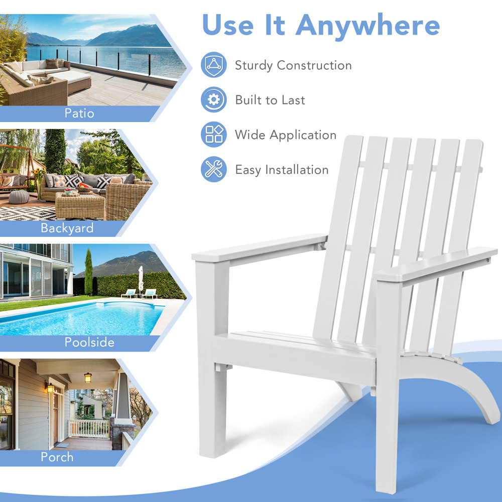 Costway White Acacia Wood Adirondack Garden Chair Image 6