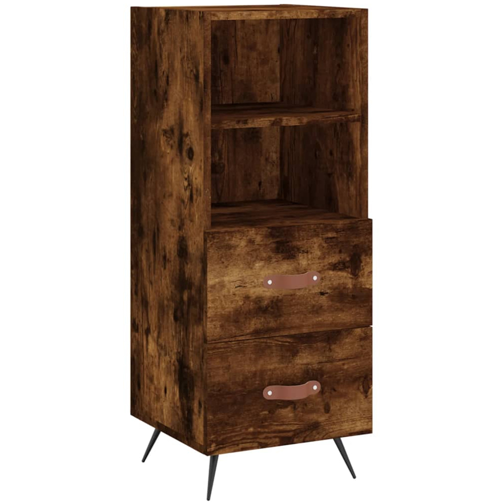 vidaXL Single Door 2 Drawer 2 Shelf Smoked Oak Highboard Image 5