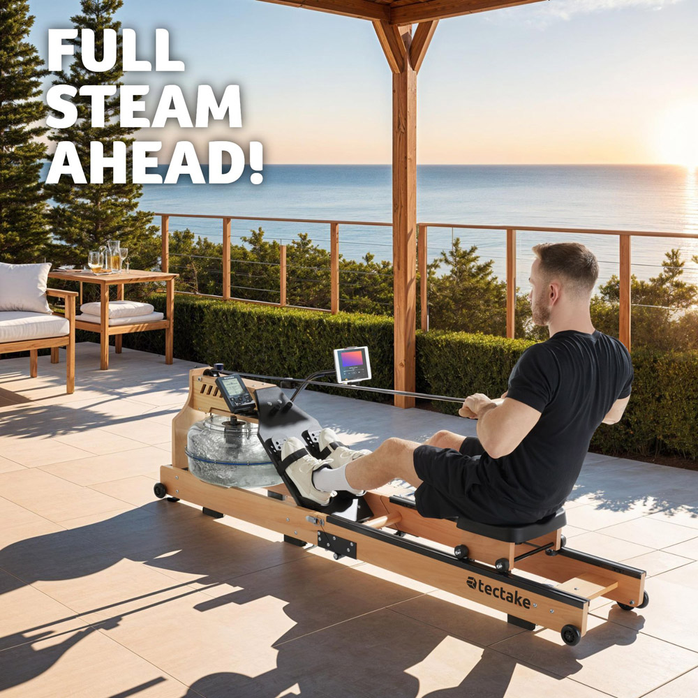 tectake Titan Foldable Ergonomic Wooden Rowing Machine Image 7