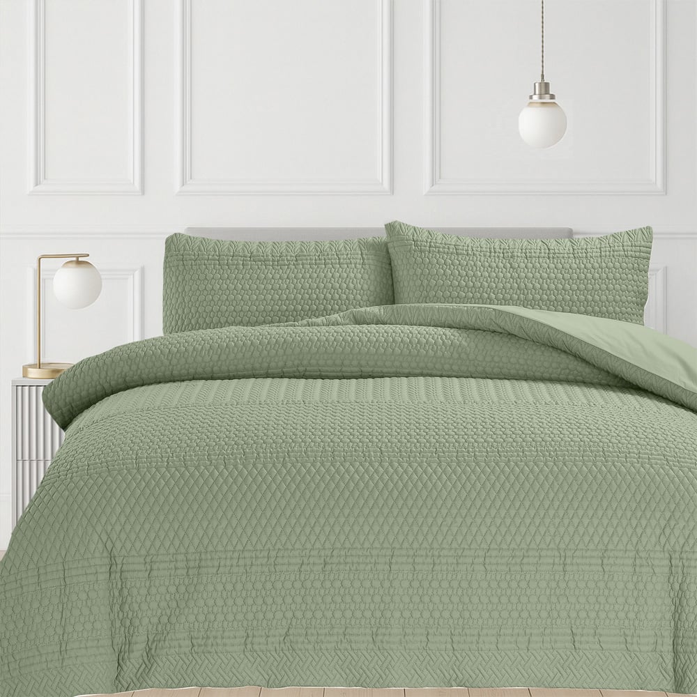 Velosso Super King Size Sage Paloma Duvet Set Image 1