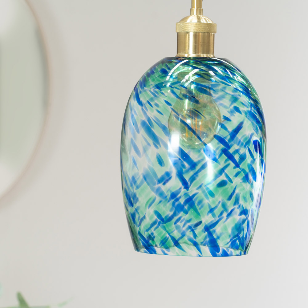 ValueLights India Green Gold Confetti Glass Pendant Shade Image 3