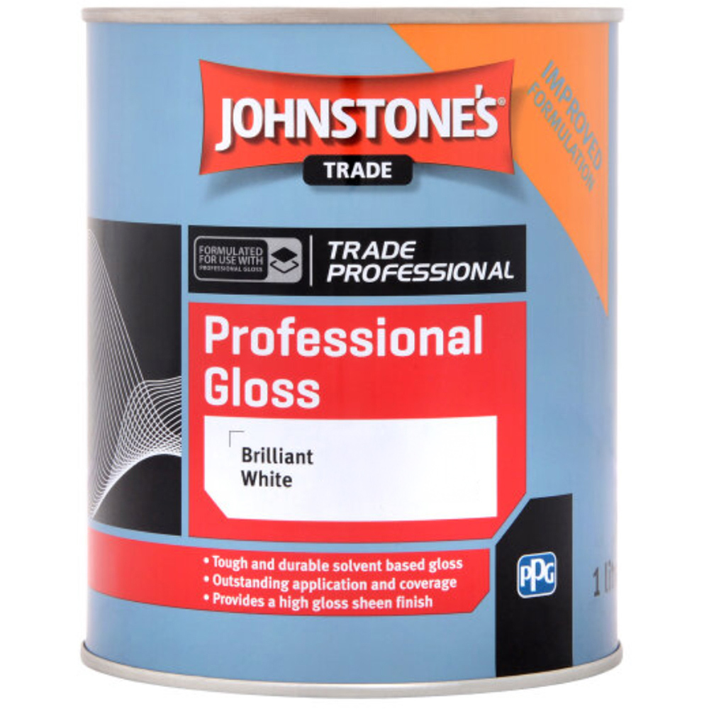 Johnstone's Trade Brilliant White Gloss Sheen Paint 1L Image 2