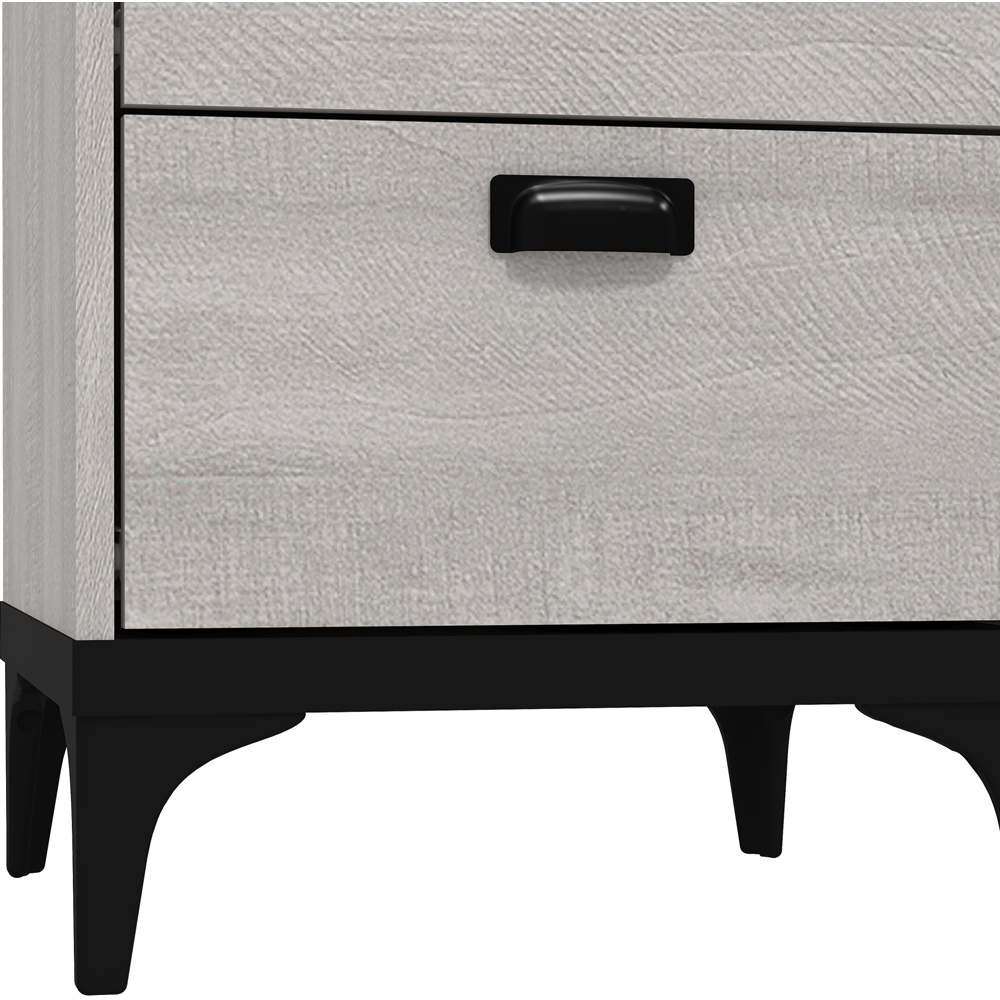 GFW Truro 2 Drawer Grey Wood Effect Bedside Table Image 7