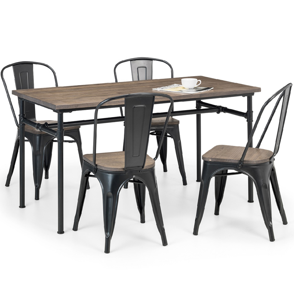 Julian Bowen Carnegie Elm Wood 4 Seater Dining Table Mocha and Black Image 2
