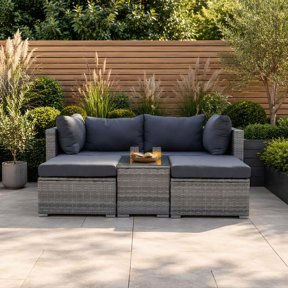 Home Source Solara 4 Seater Grey Garden Lounge Set Image 9