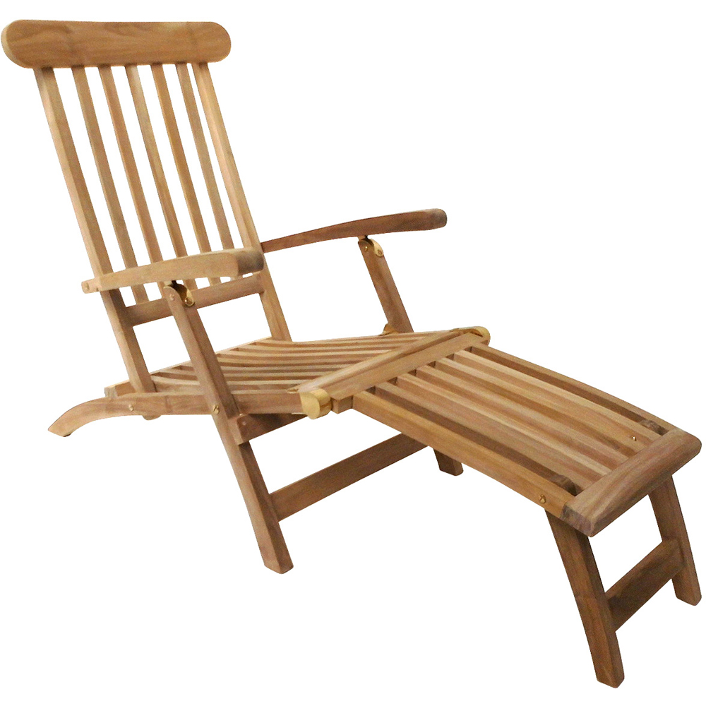 Charles Bentley Teak Steamer Sun Lounger Image 2