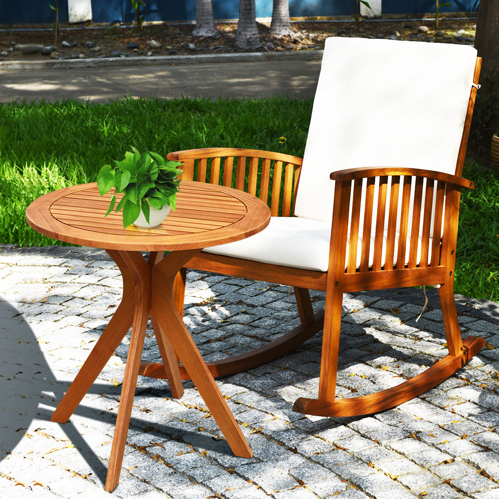 Costway X Base Round Wooden Table Image 5
