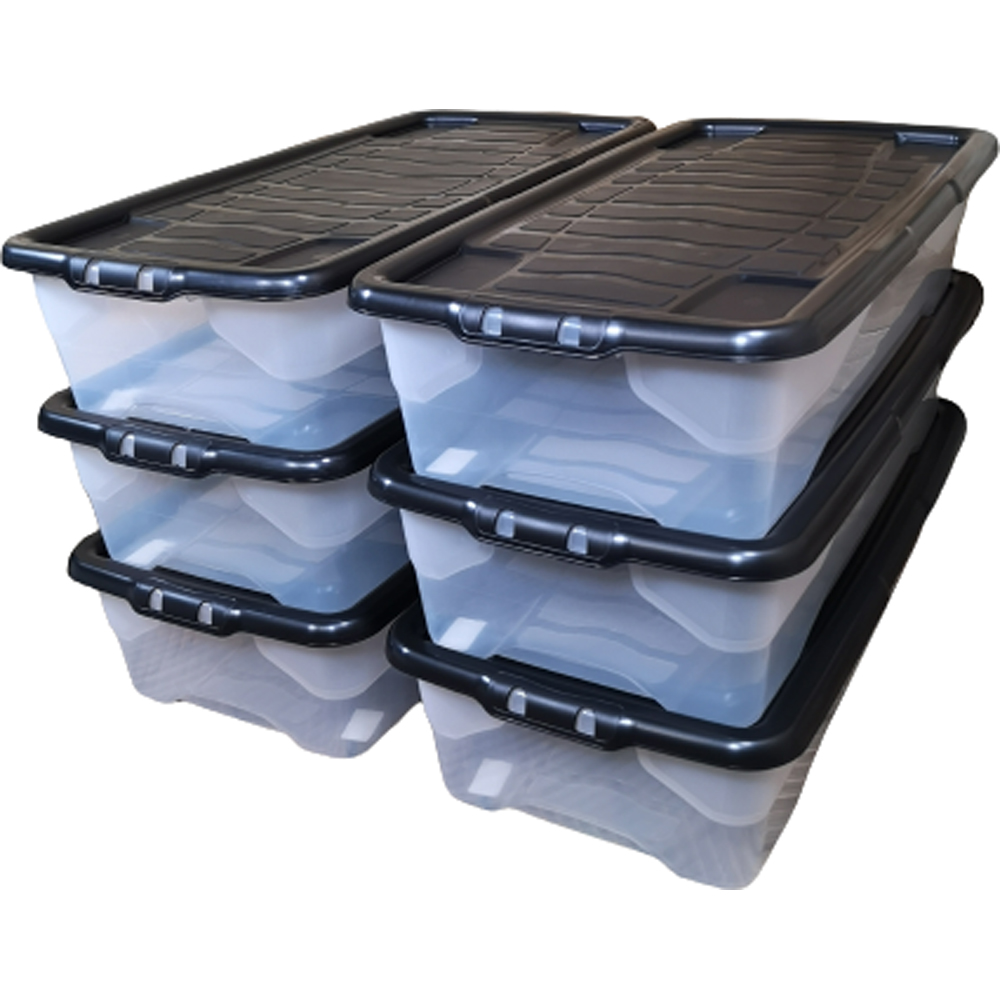 Samuel Alexander 42L Under Bed Storage Box with Lid 6 Pack Image 1