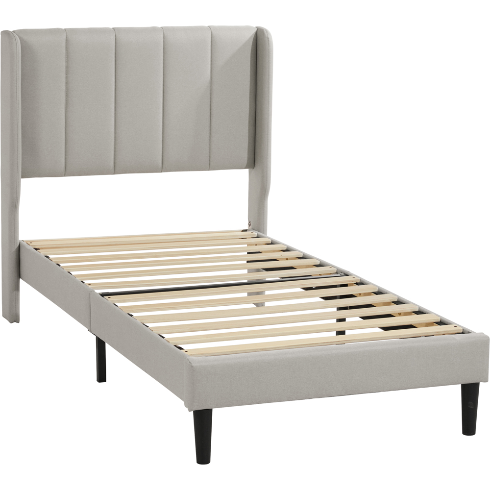 VIDA DESIGNS Vianna Single Beige Linen Fabric Bed with Memory Foam Bonnell Spring Mattress Image 2