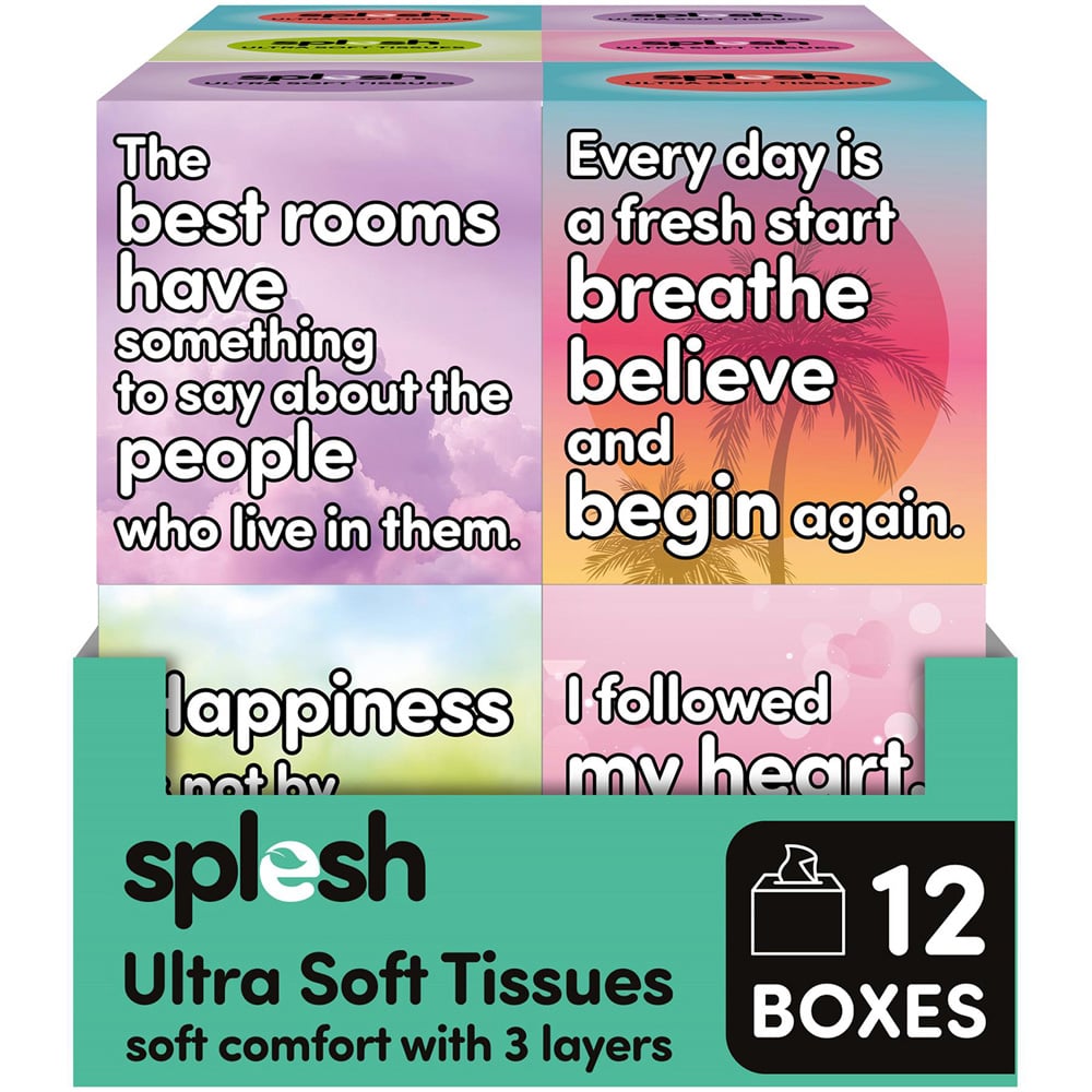 Splesh 3-Ply Ultra Soft Facial Tissue Box 12 Pack Image 1