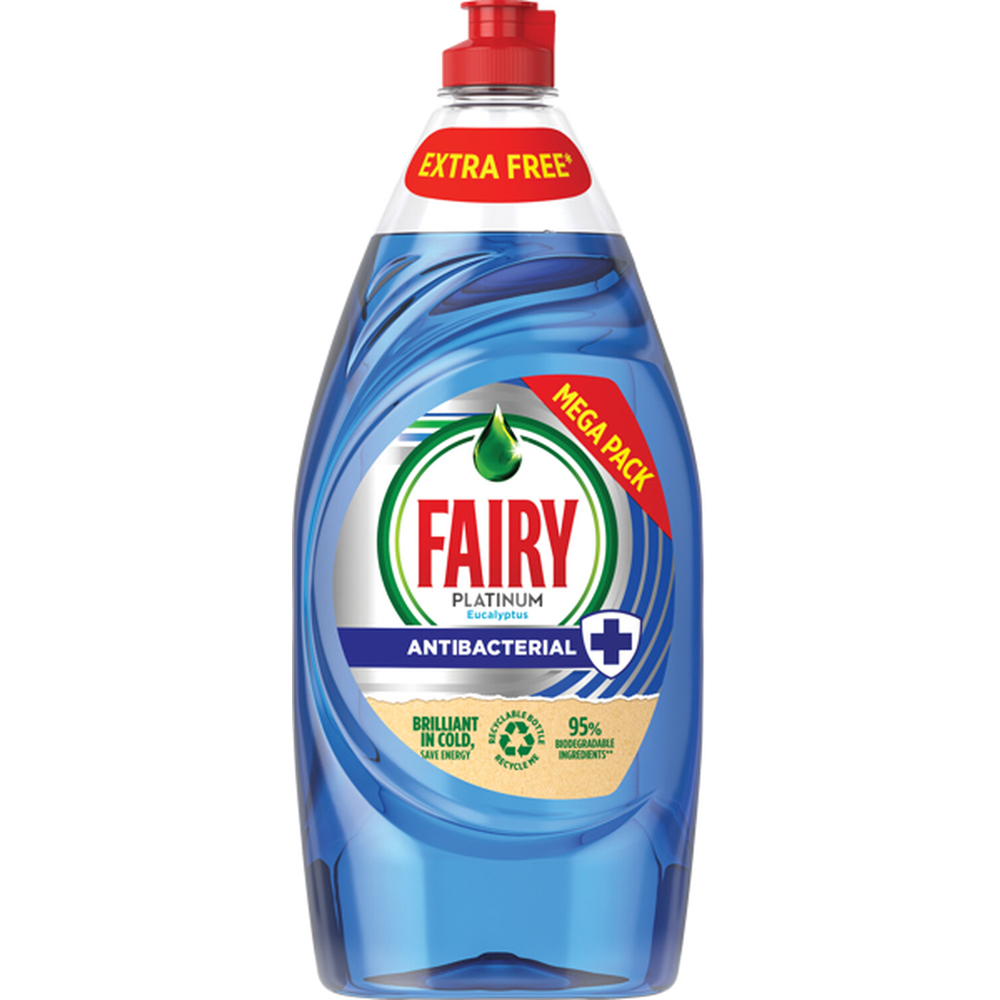 Fairy Platinum Antibacterial Eucalyptus Washing Up Liquid 870ml Image