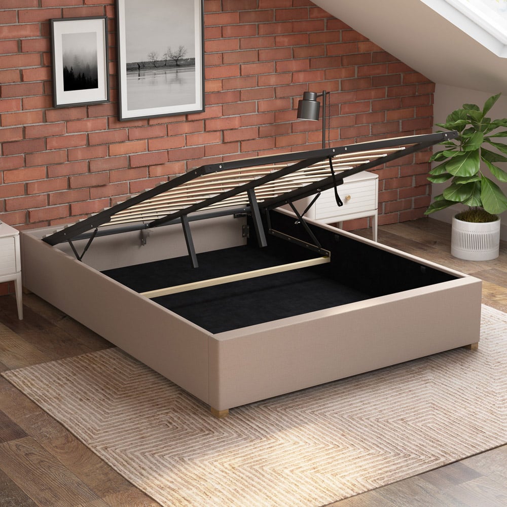 Aspire Furniture Small Double Off White Eire Linen Platform Ottoman Bed Image 2