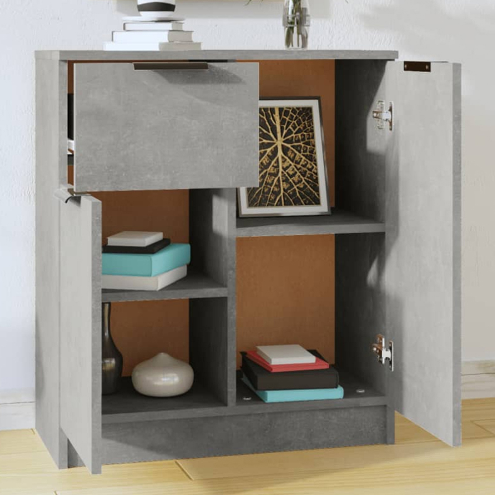 vidaXL 2 Door Single Drawer Concrete Grey Wooden Sideboard Image 1