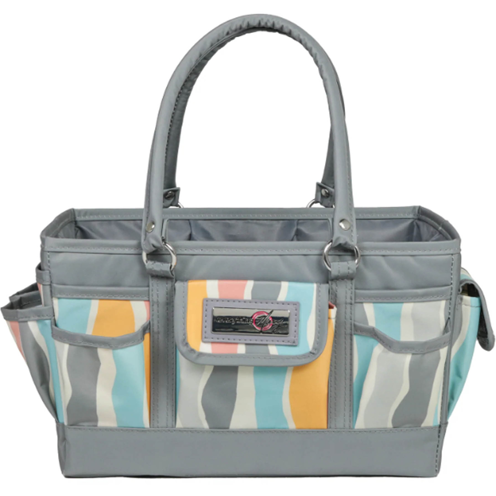 Everything Mary EVM12619-12 Grey Stripes Deluxe Store Tote Craft Organiser 30.5 x 21.6 x 19cm Image 2