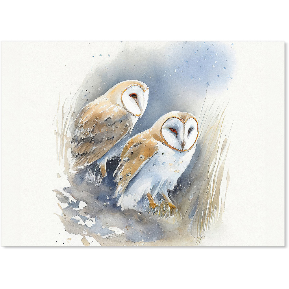 Warren Reed Designer Barn Ano Owls Watercolour Glass Kitchen Splashback 65 x 90cm Image 2