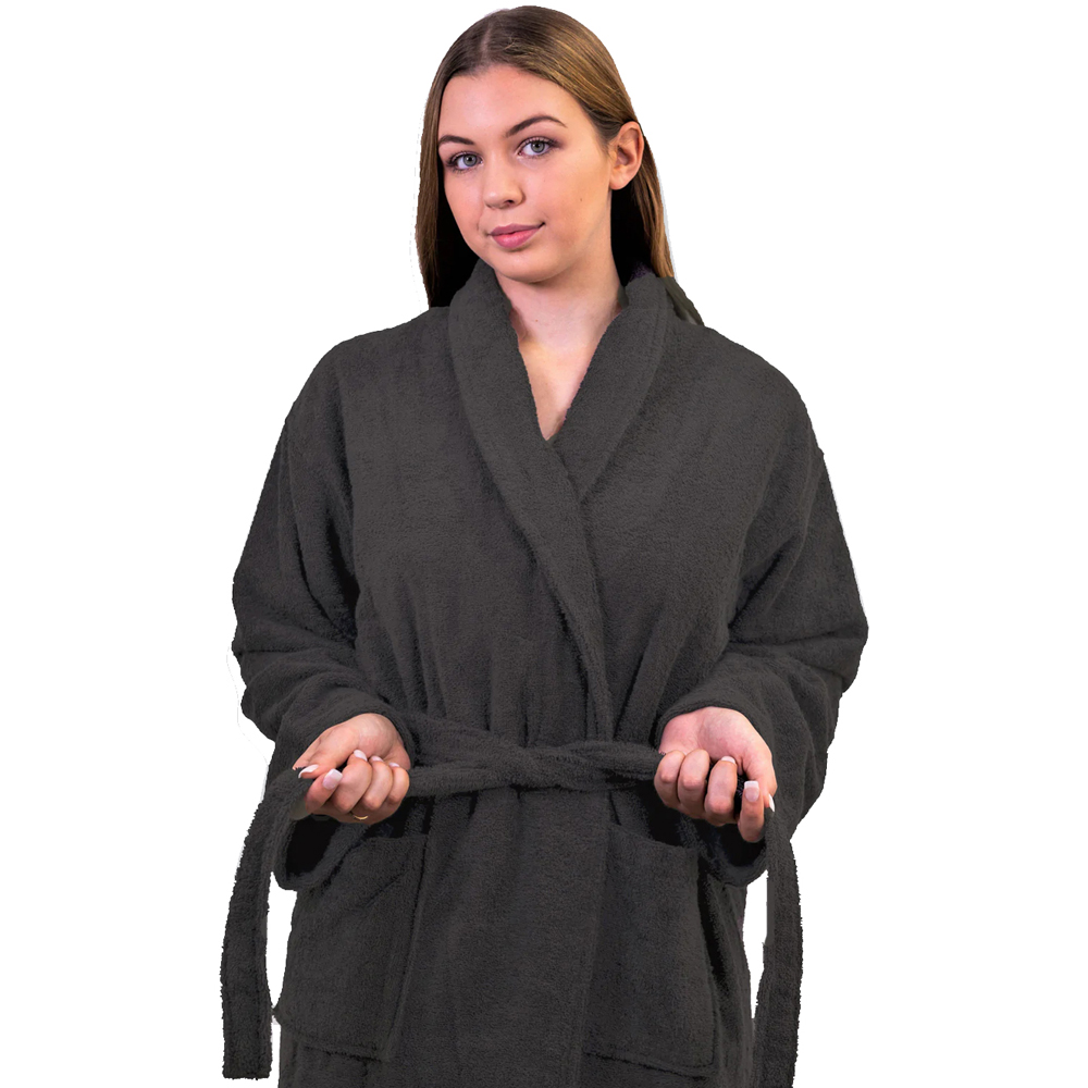 Allure Bath Fashions Hotel Luxury Large to Extra Large Charcoal Grey Towelling Bathrobe Image 2