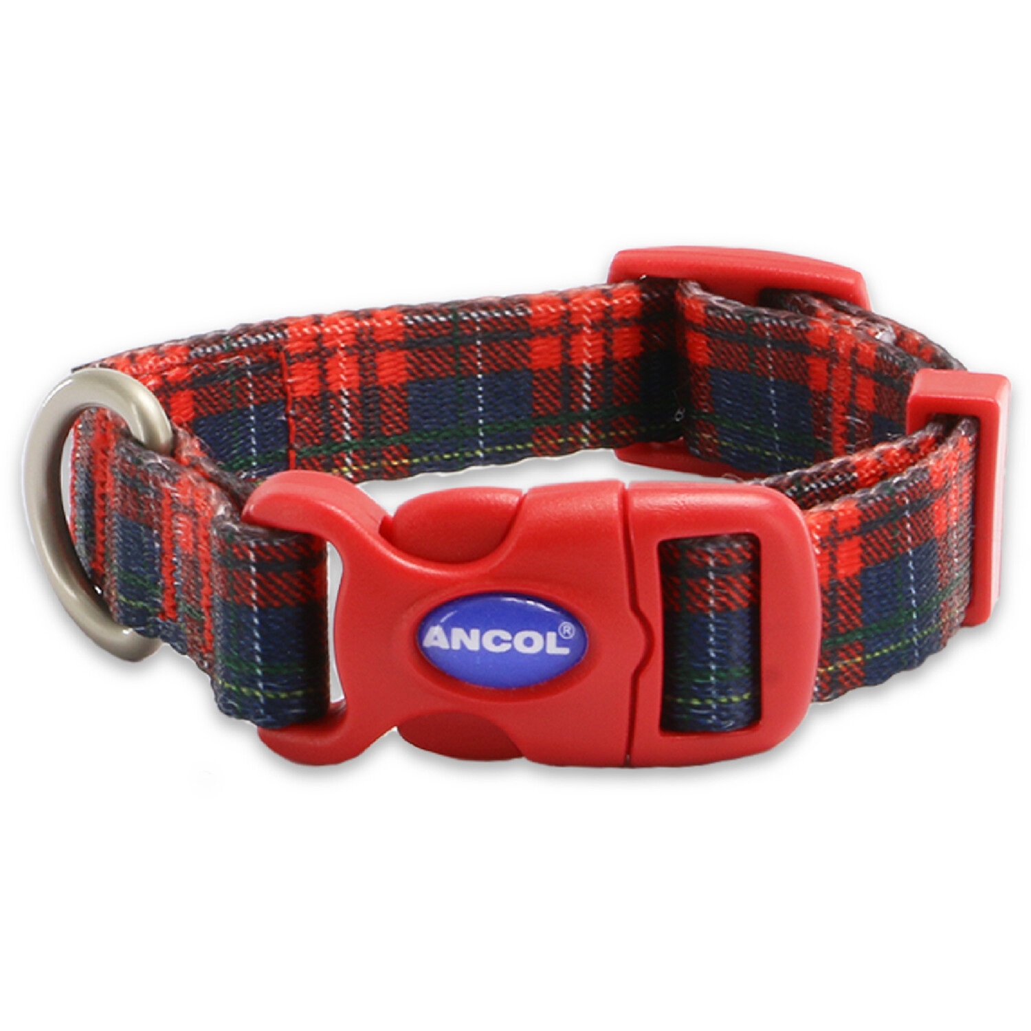 Tartan Patterned Dog Collar - Red / 20 - 30cm Neck Image