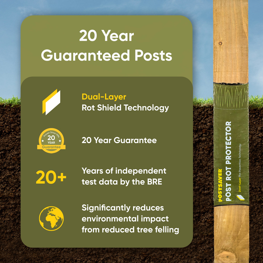 Postsaver Pro Post 4 x 4 inch UC4 Treated Wooden Fence Post 6ft Image 6