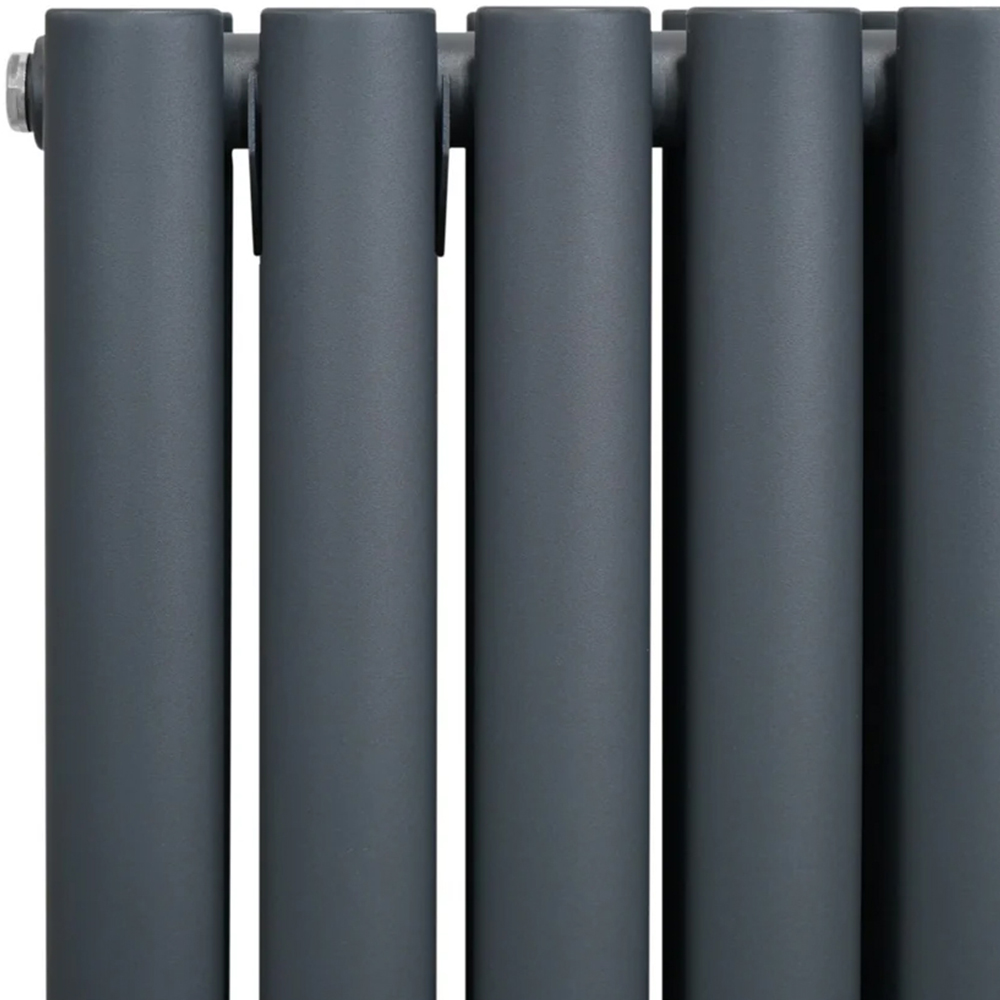 Monster Shop 5593BTU Anthracite Grey Oval Column Radiator and Valves 1600 x 480mm Image 4