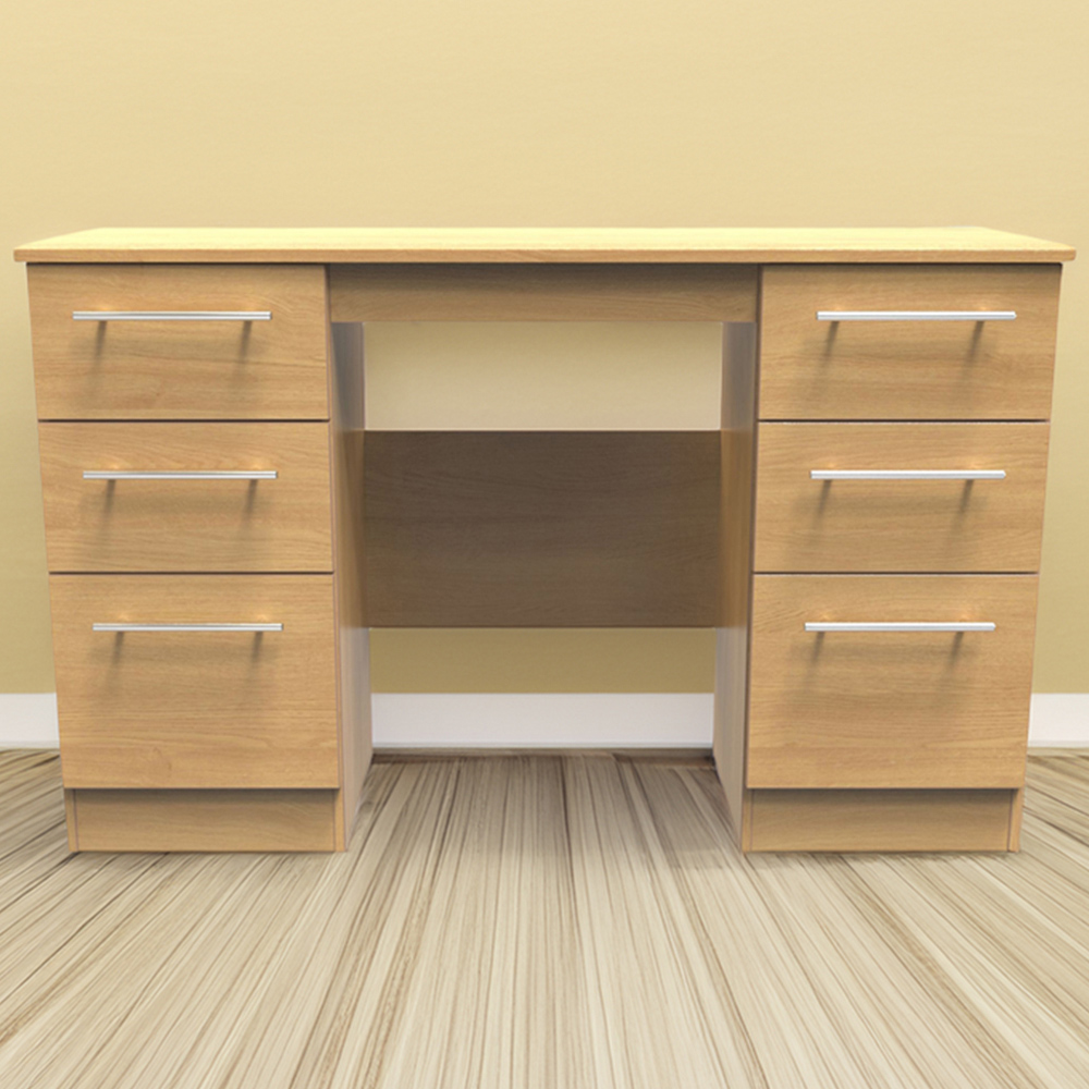 Crowndale Sherwood 6 Drawer Oak Kneehole Desk Image 1