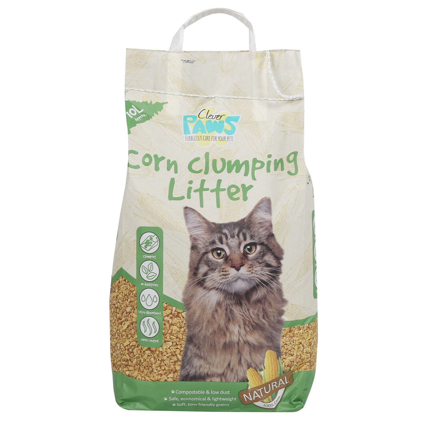 Clever Paws Corn Clumping Natural Cat Litter 10L Image