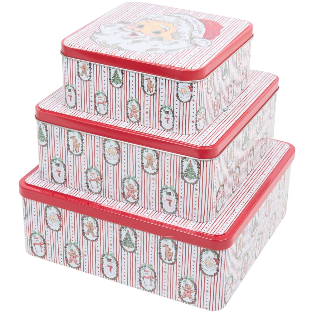 Pack of 3 Santa Face Cake Tins Image 1