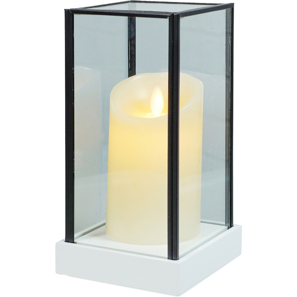 Xmas Haus Hurricane Medium Glass Candle Holder with LED Candle Image 1