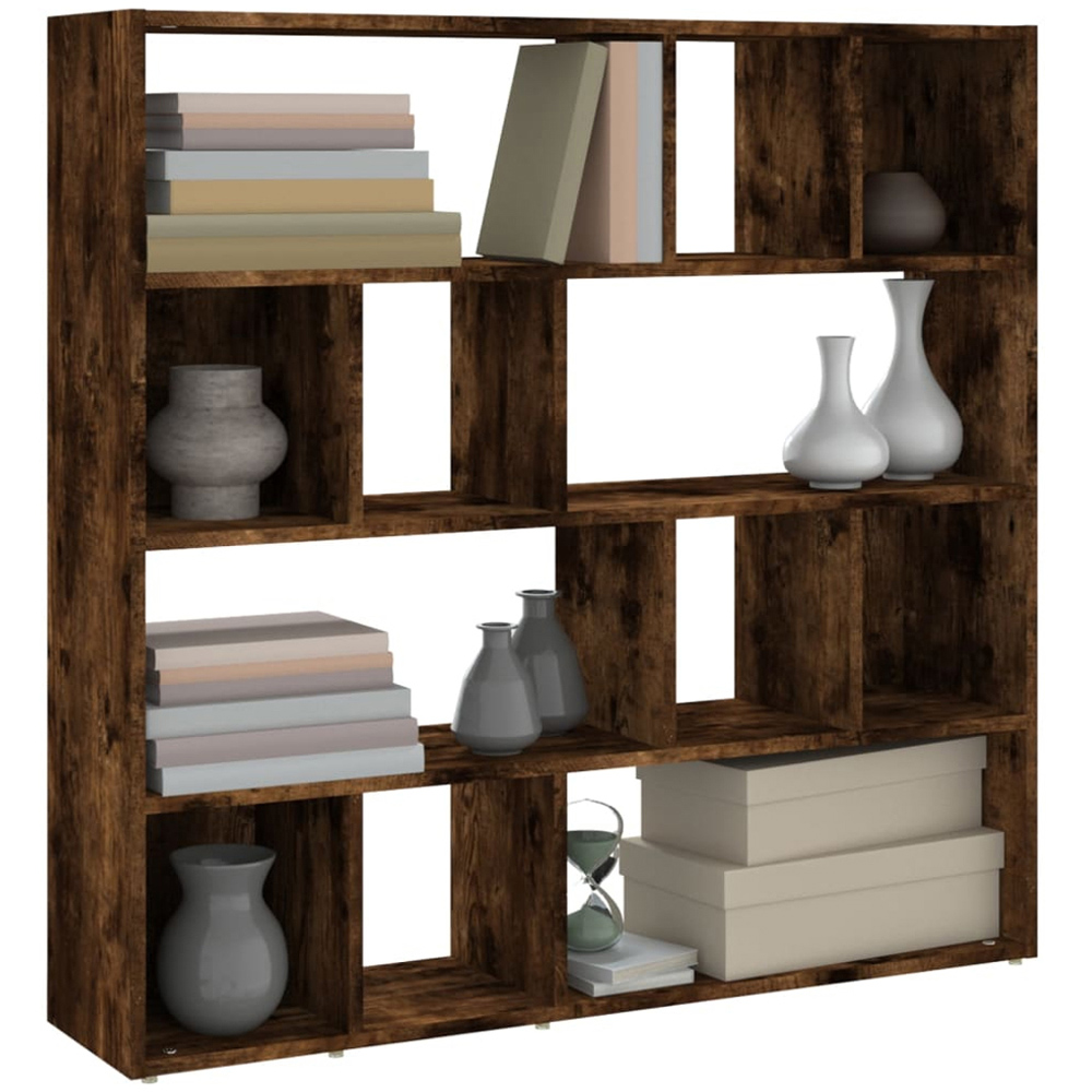 vidaXL 12 Shelf Smoked Oak Bookcase Image 3