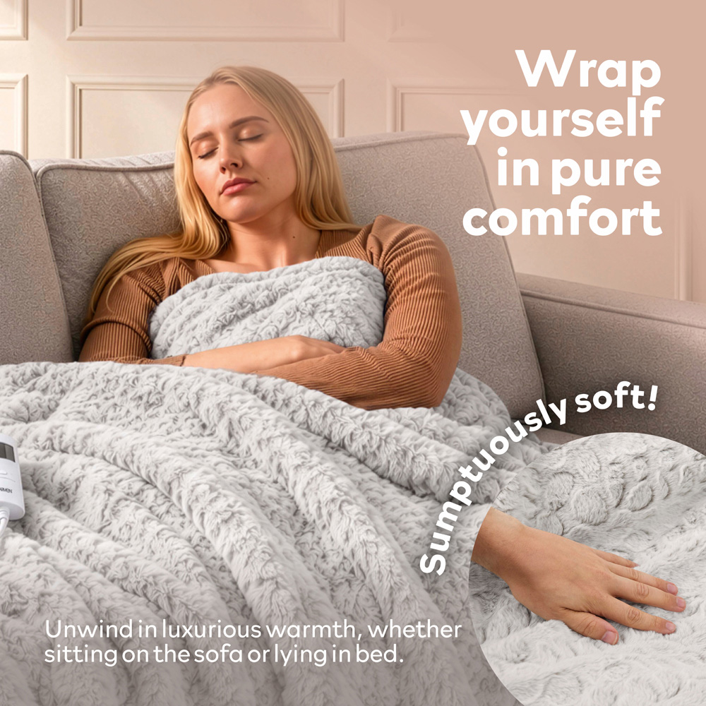 Carmen White Fleece Electric Heated Throw Over Blanket 160 x 130cm Image 3