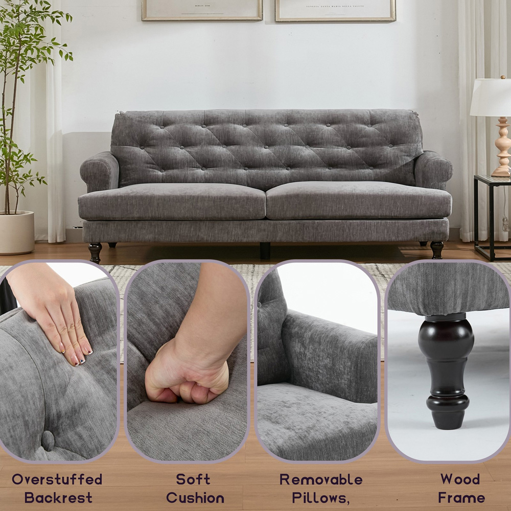 Furniture One 2 Seater Grey Mid Century Sofa Image 8