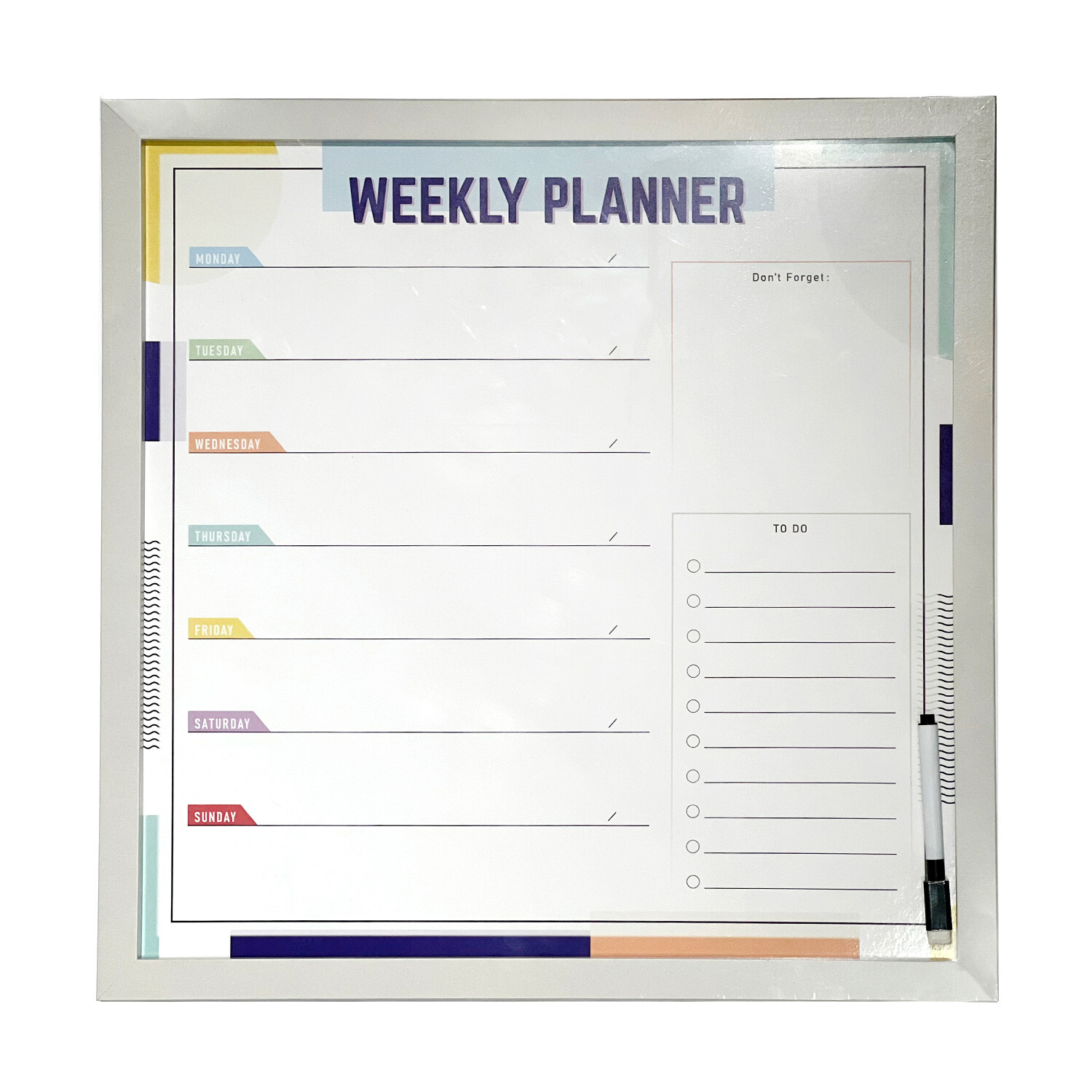 White Weekly Plan Framed White Board Image
