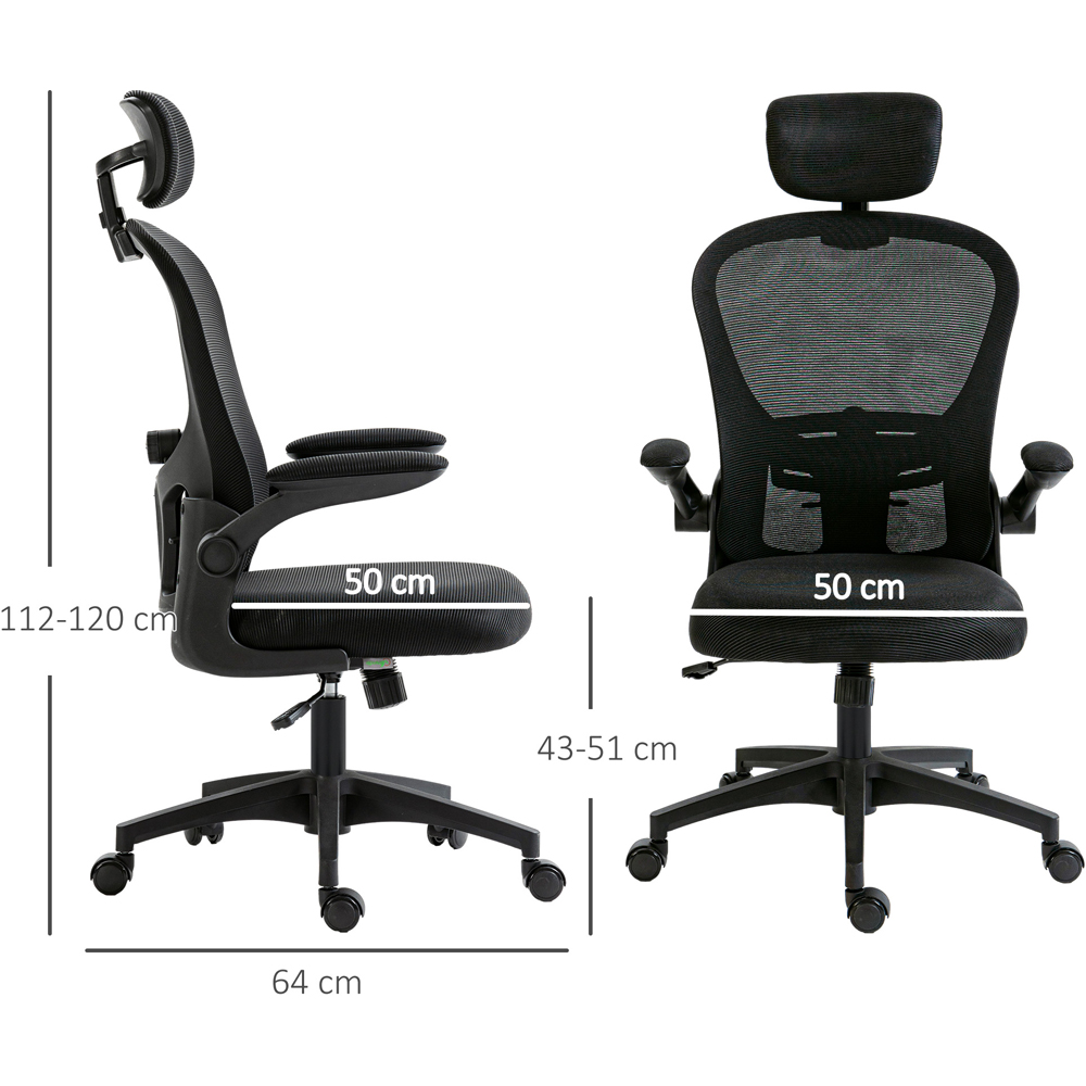 Vinsetto Black Ergonomic Mesh Office Chair with Headrest Image 9