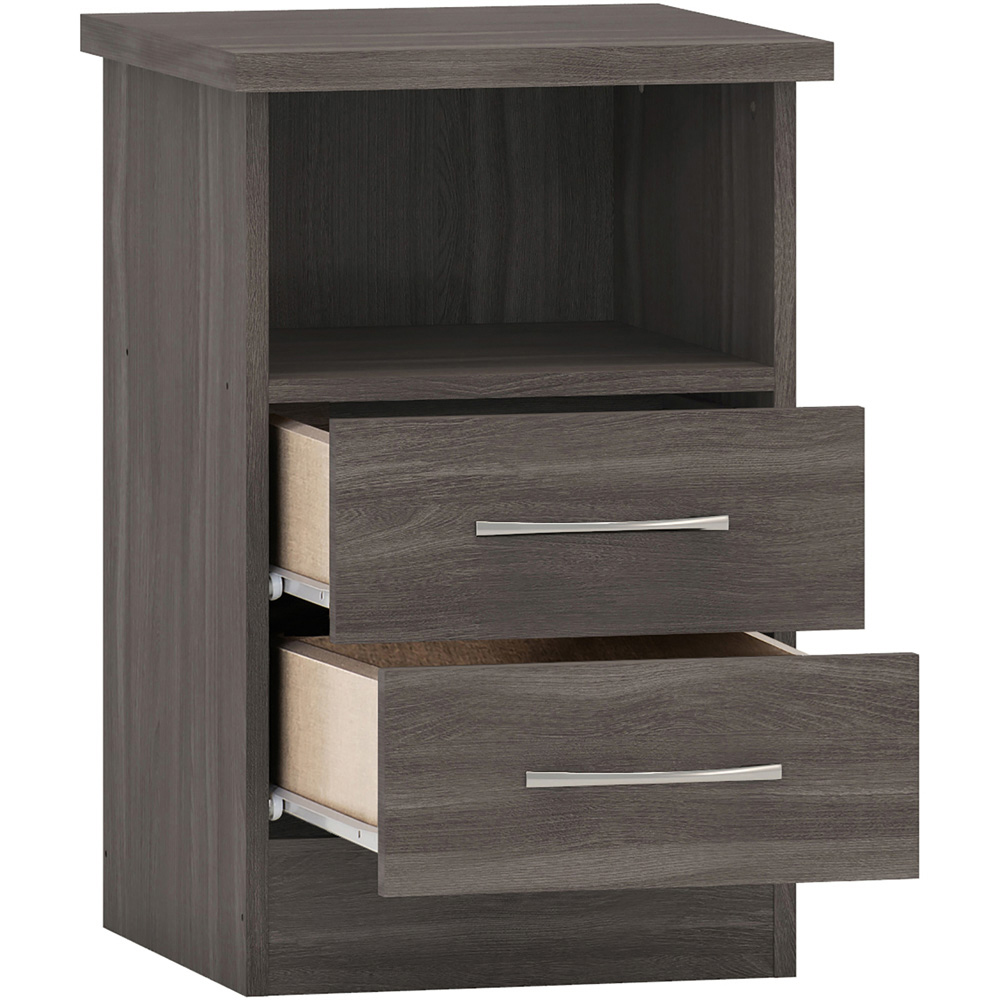 Seconique Nevada 2 Drawer Black Wood Grain Bedside Table Image 4