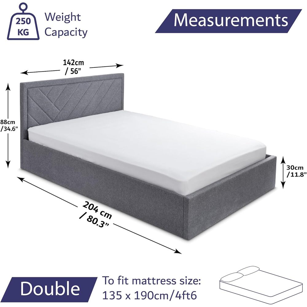 Home Treats Double Grey Etched Bed Frame Image 9