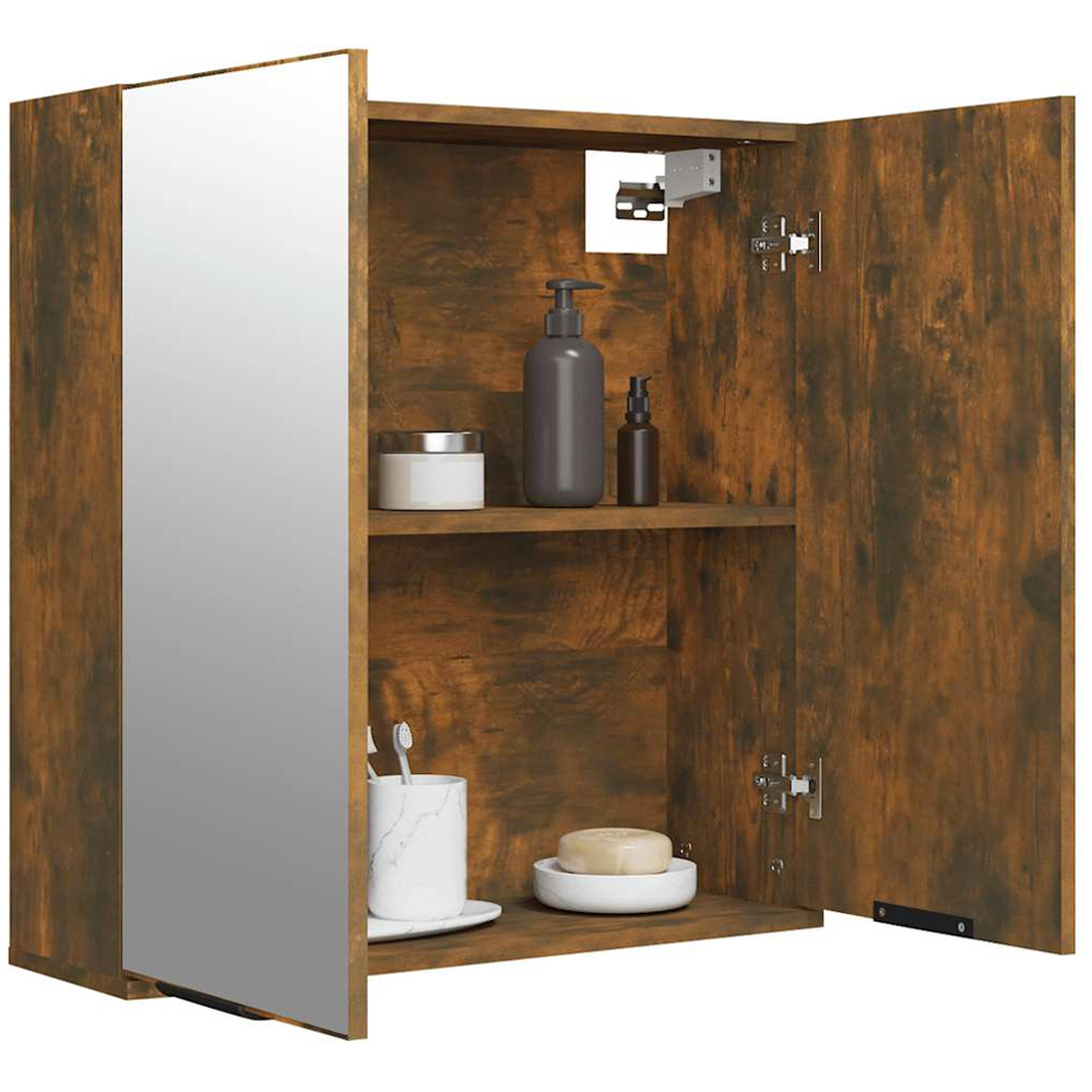 vidaXL 2 Door Smoked Oak Mirrored Bathroom Cabinet Image 4