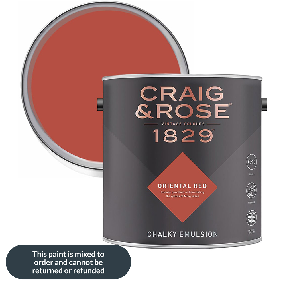 Craig & Rose 1829 Vintage Walls and Ceilings Oriental Red Chalky Matt Emulsion Paint 2.5L Image 1