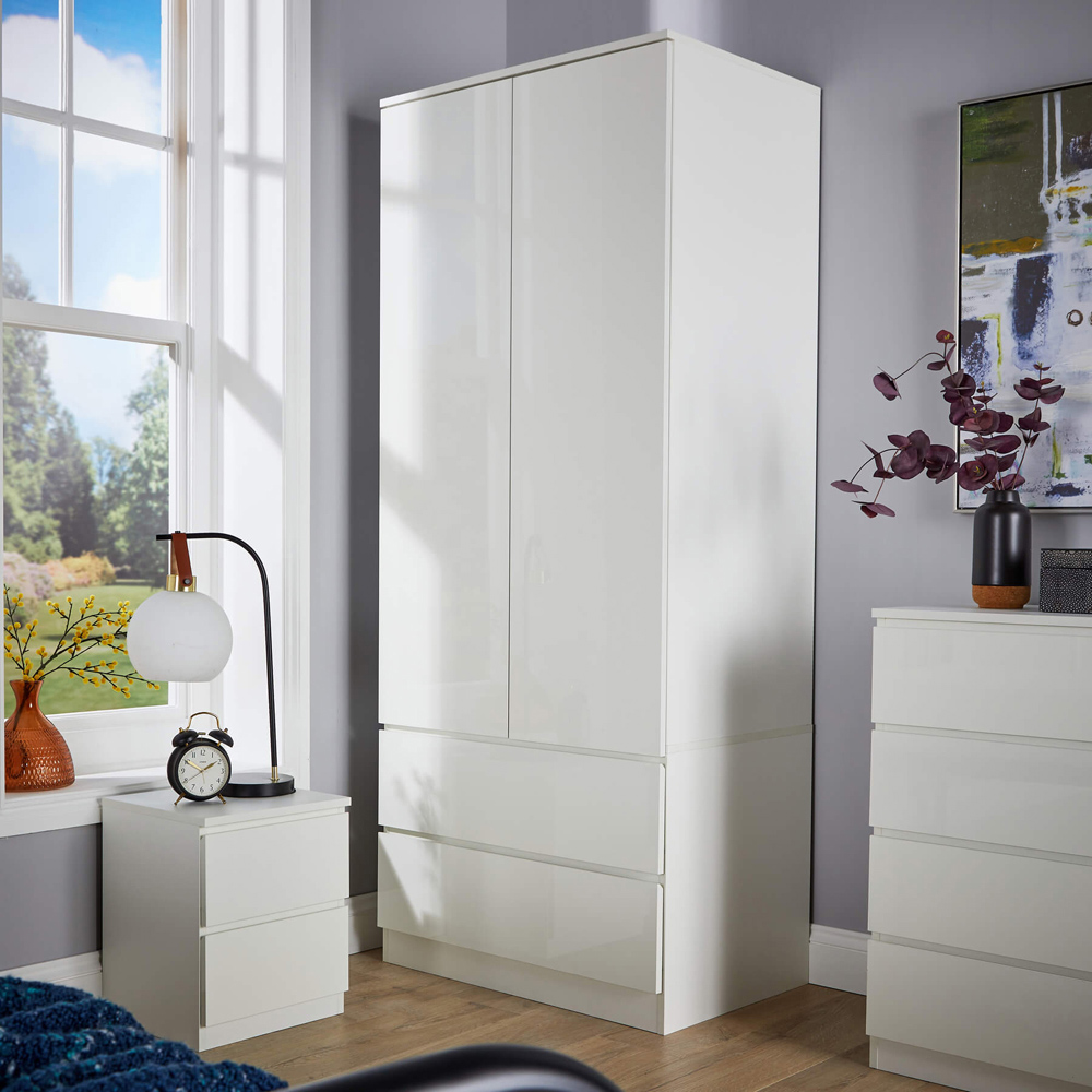 Home Source 2 Door 2 Drawer White Modern Wardrobe Image 6