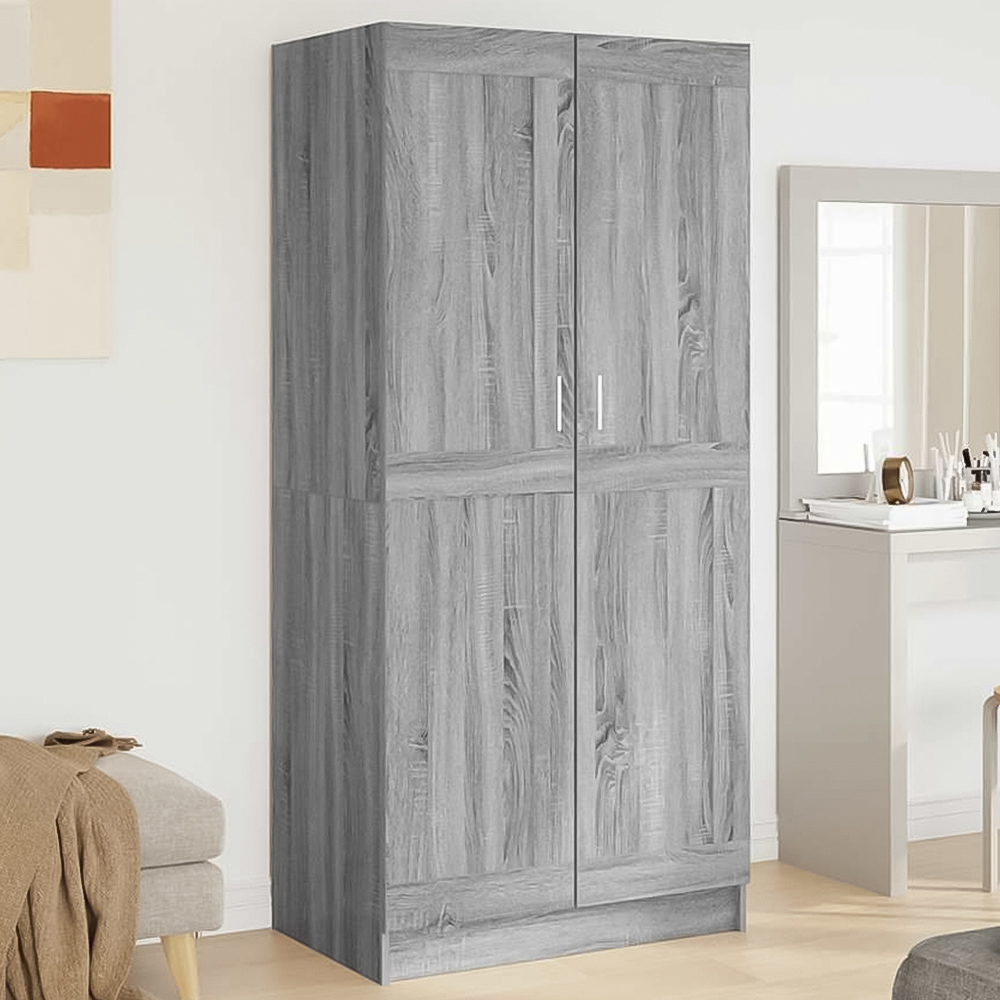 vidaXL 2 Door Grey Sonoma Wooden Wardrobe Image 1