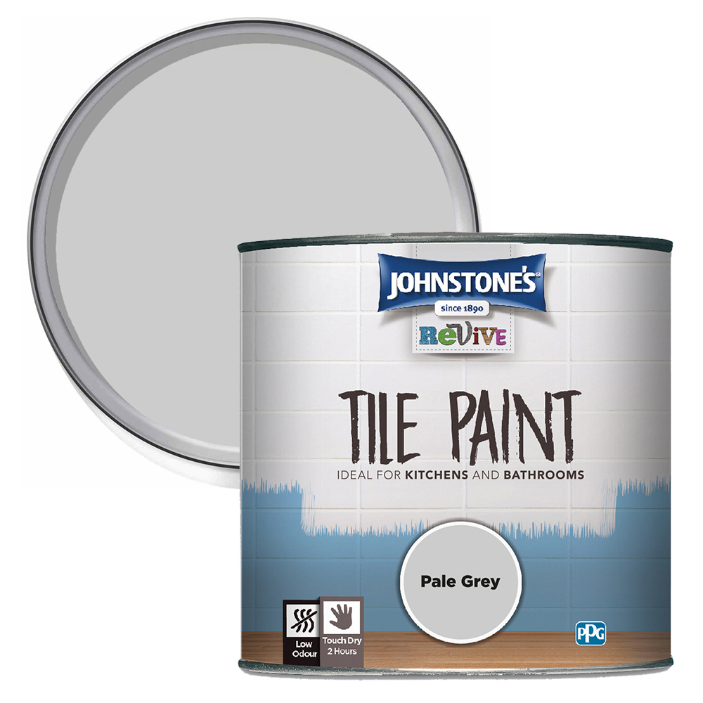 Johnstone's Revive Pale Grey Gloss Tile Paint 750ml Image 1