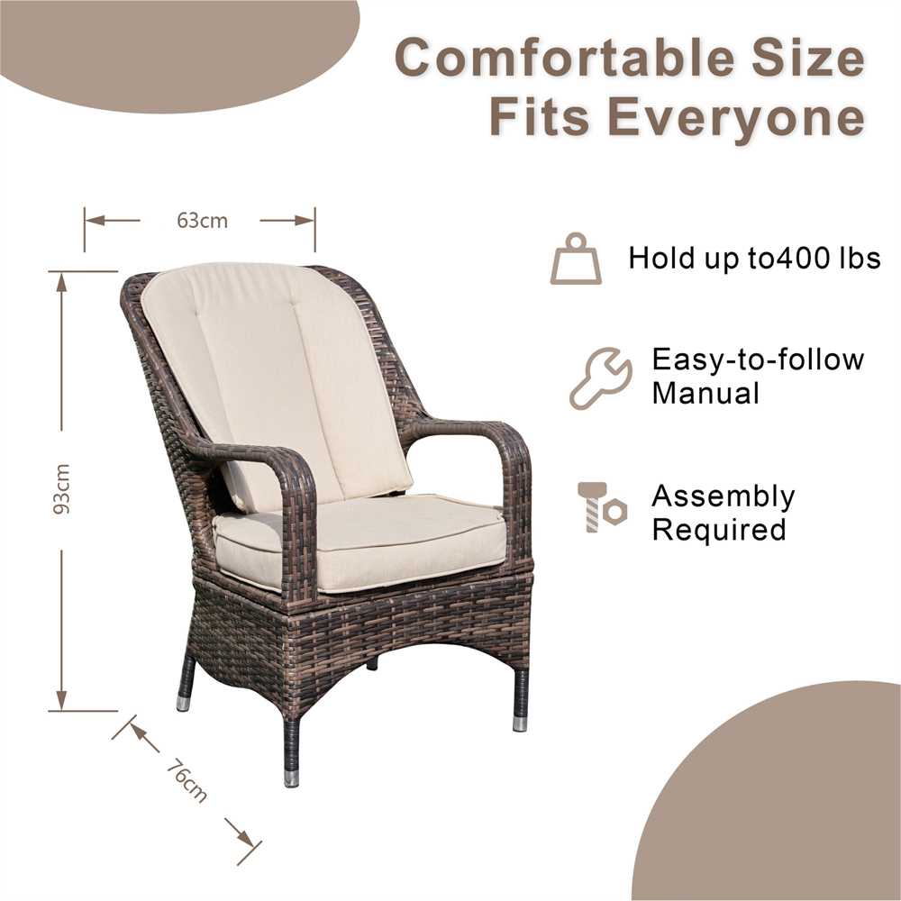 Direct Wicker Set of 2 Brown PE Rattan Outdoor Dining Chairs Image 9